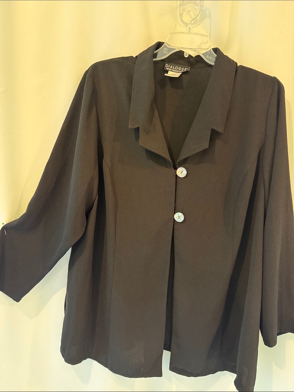 Dialogue Black Relaxed Button-Front Blouse Jacket